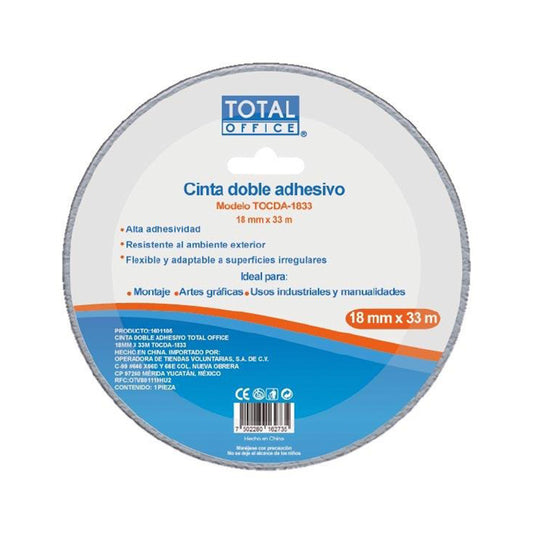 CINTA ADHERIBLE TOTAL OFFICE DOBLE CARA 18MM X 33M