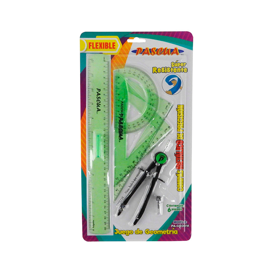 JUEGO DE GEOMETRIA PASCUA LARGO FLEXIBLE C6 PZAS