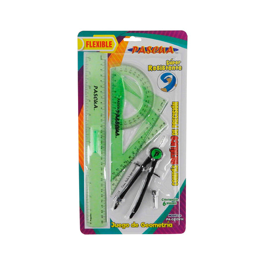 JUEGO DE GEOMETRIA PASCUA LARGO FLEXIBLE C6 PZAS