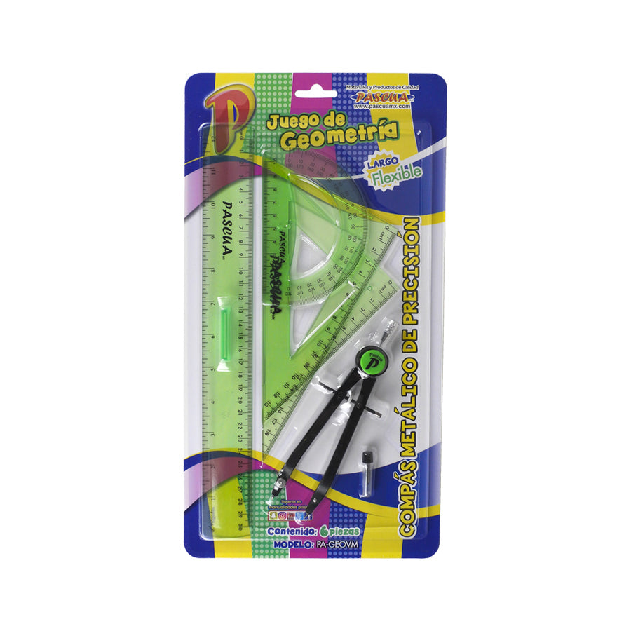 JUEGO DE GEOMETRIA PASCUA LARGO FLEXIBLE C6 PZAS