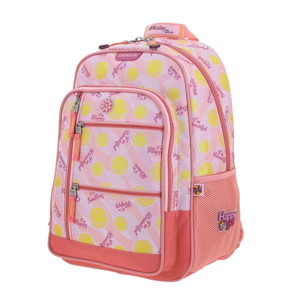 MOCHILA GRANDE CHENSON ROSA HAPPY GIRL SMIL HG66524-P