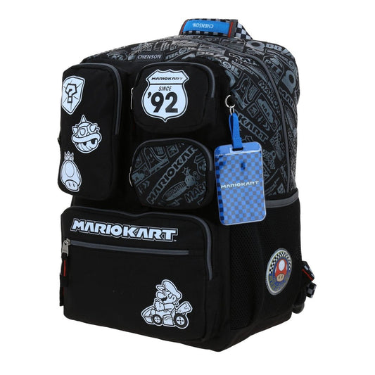 MOCHILA EXTRA GRANDE CHENSON NEGRO MARIO BROS RACER MB70571-3