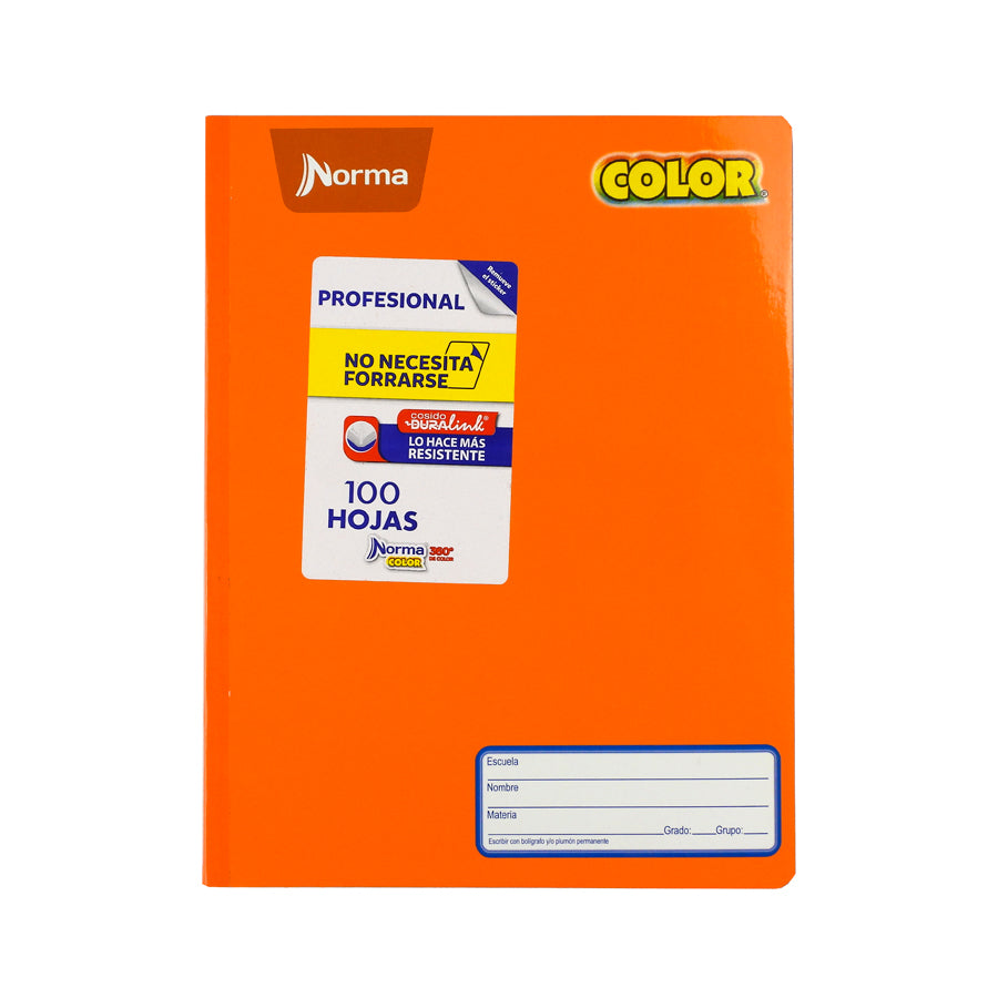 CUADERNO PROFESIONAL NORMA COLOR 360 COSIDO 100 HOJAS
