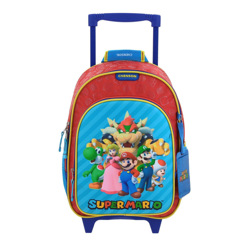 MOCHILA CON RUEDAS MEDIANA CHENSON ROJO MARIO BROS SQUAT MB66371-R