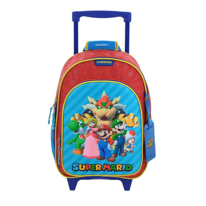 MOCHILA CON RUEDAS MEDIANA CHENSON ROJO MARIO BROS SQUAT MB66371-R