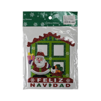 ADORNO NAVIDEÑO MINI SANTA C/CASA VERDE 19X16CM