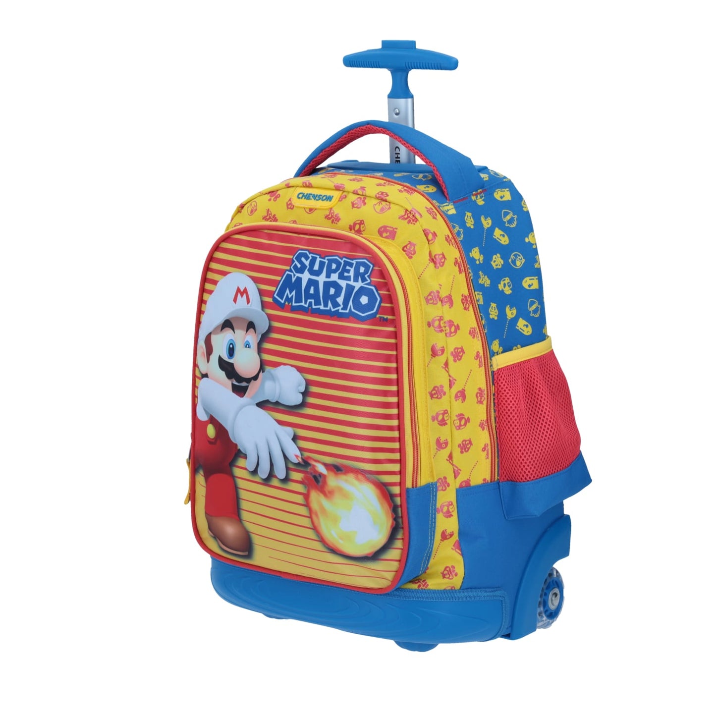 MOCHILA GRANDE CON RUEDAS CHENSON AMARILLO MARIO BROS FIREL MB64479-L