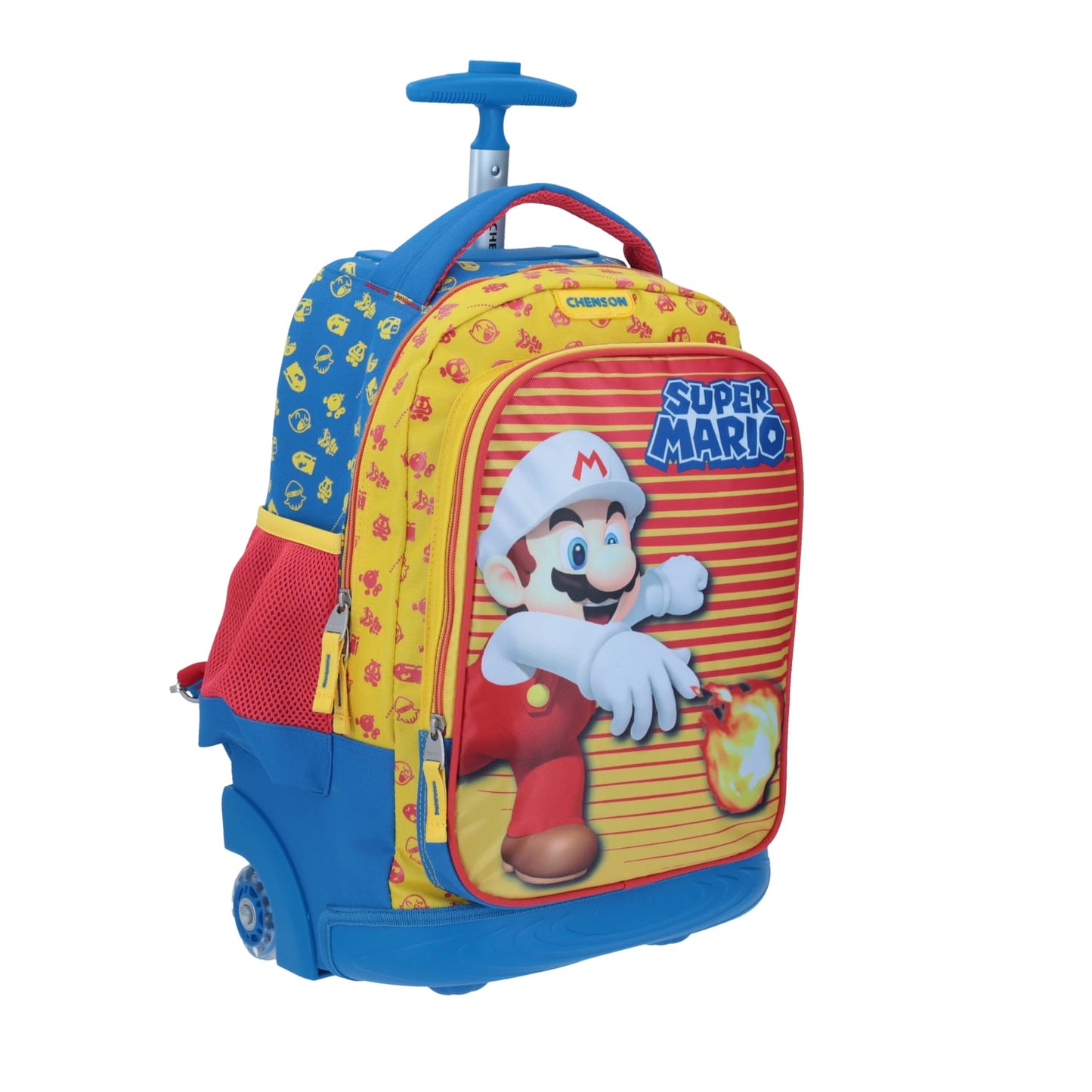 MOCHILA GRANDE CON RUEDAS CHENSON AMARILLO MARIO BROS FIREL MB64479-L