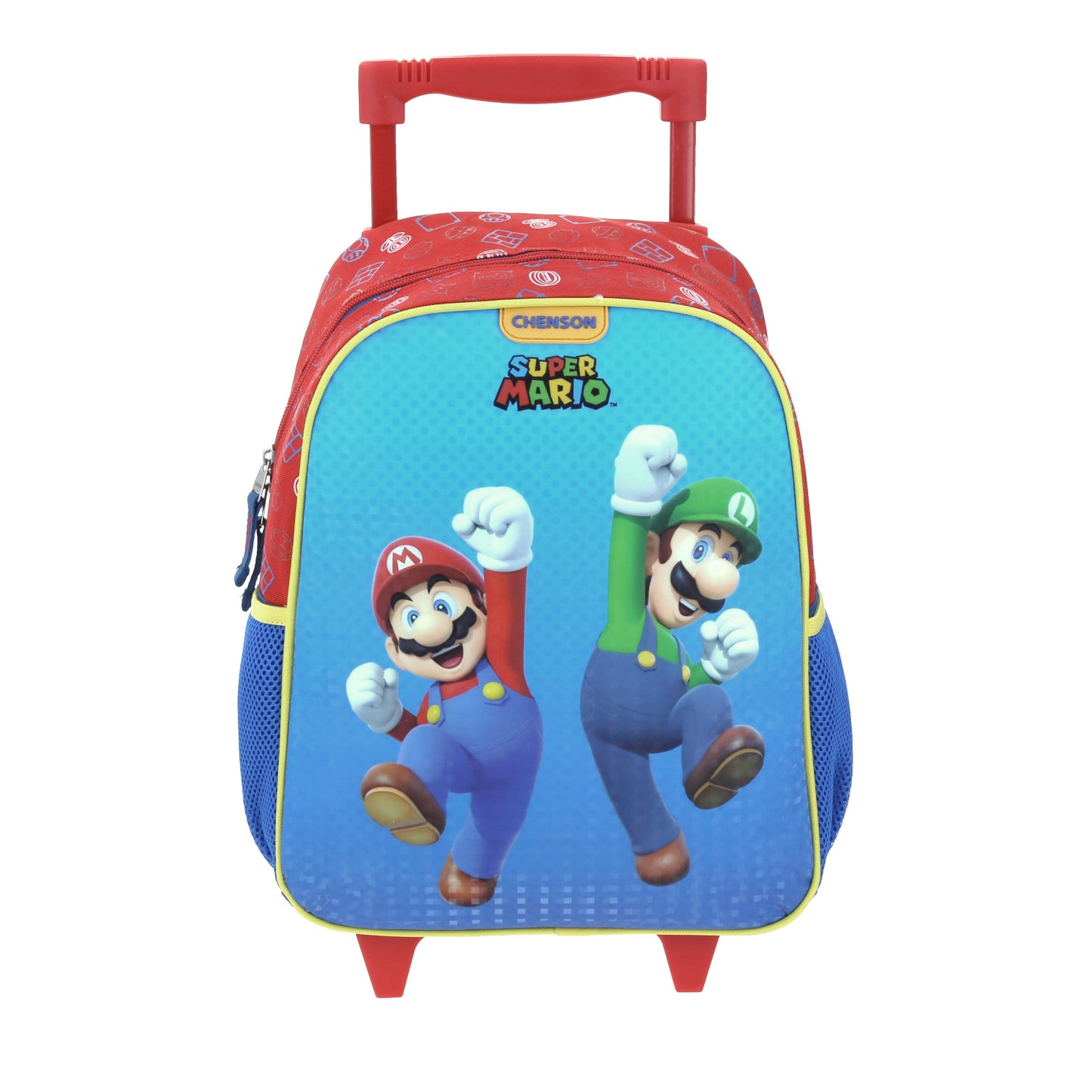 MOCHILA CON RUEDAS CHICA CHENSON AZUL MARIO BROS JUMPERS MB65706-9