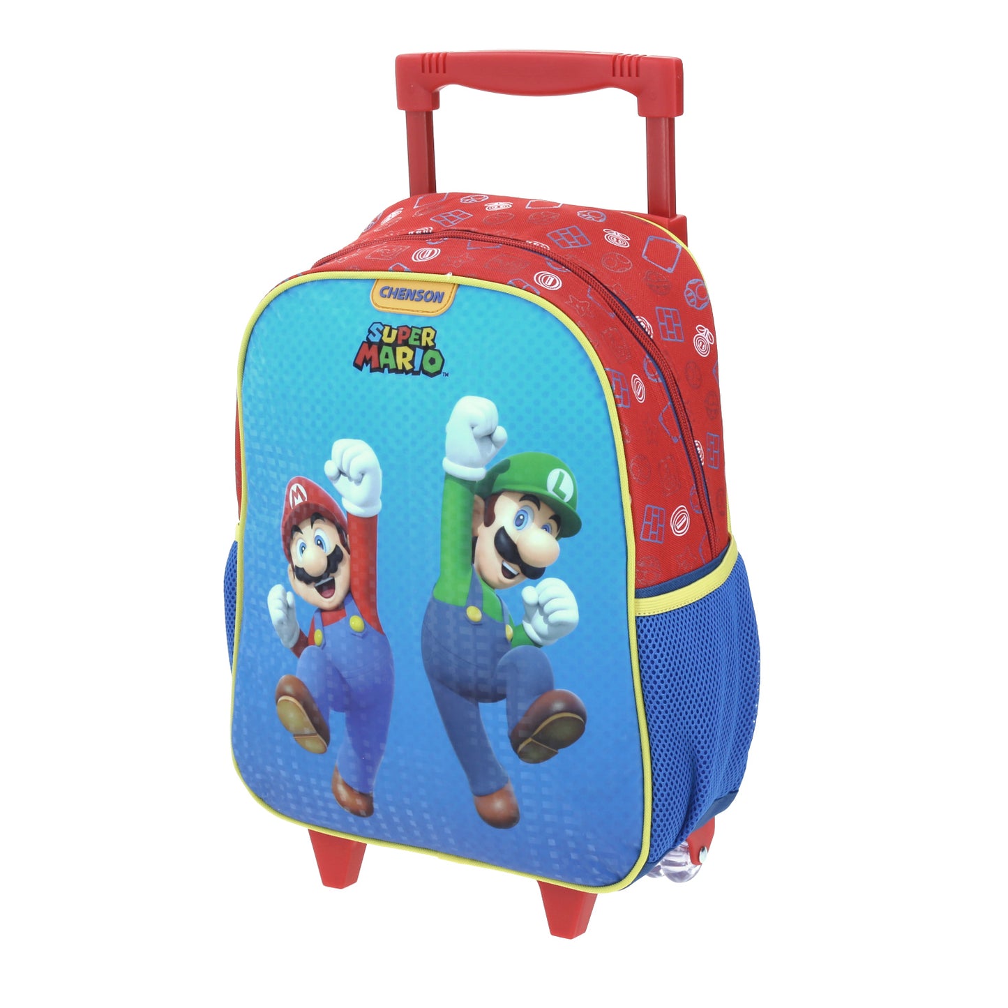 MOCHILA CON RUEDAS CHICA CHENSON AZUL MARIO BROS JUMPERS MB65706-9