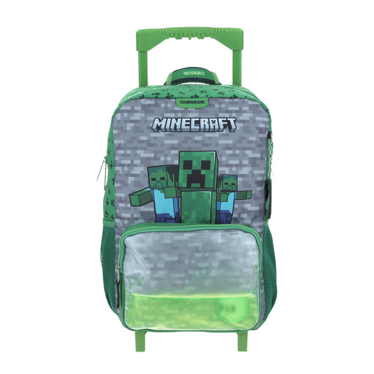 MOCHILA GRANDE CON RUEDAS CHENSON VERDE MINECRAFT ZEEP MC65804-G