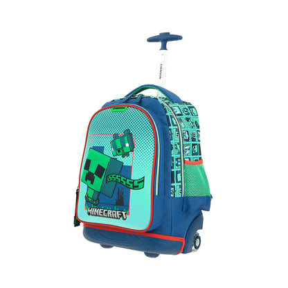 MOCHILA CON RUEDAS GRANDE CHENSON AZUL MINECRAFT BLIPER MC66012-9