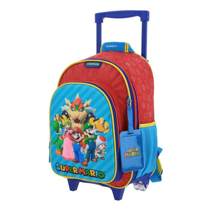 MOCHILA CON RUEDAS MEDIANA CHENSON ROJO MARIO BROS SQUAT MB66371-R