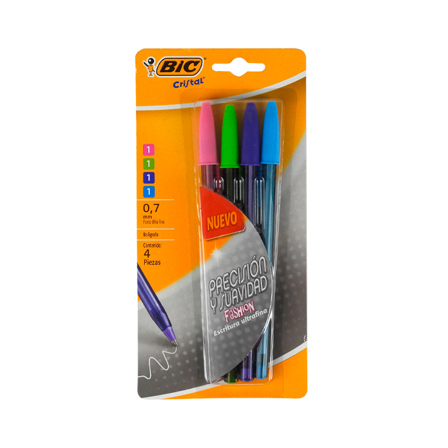 BOLIGRAFO BIC PRECISION Y SUAVIDAD PUNTO FINO SURTIDO FASHION 4 PIEZAS