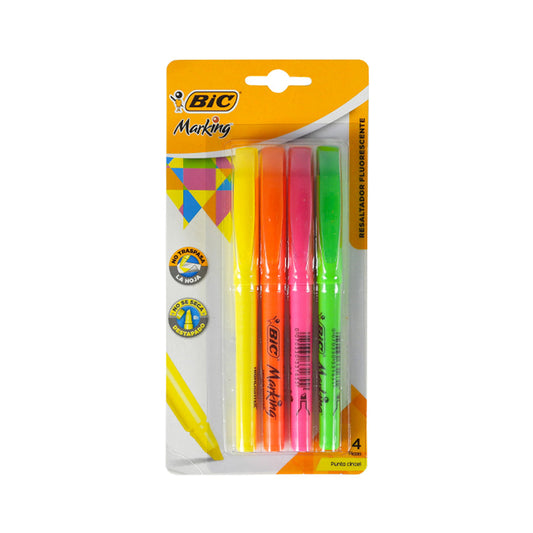 MARCATEXTOS BIC MARKING DELGADO SURTIDO 4 PIEZAS