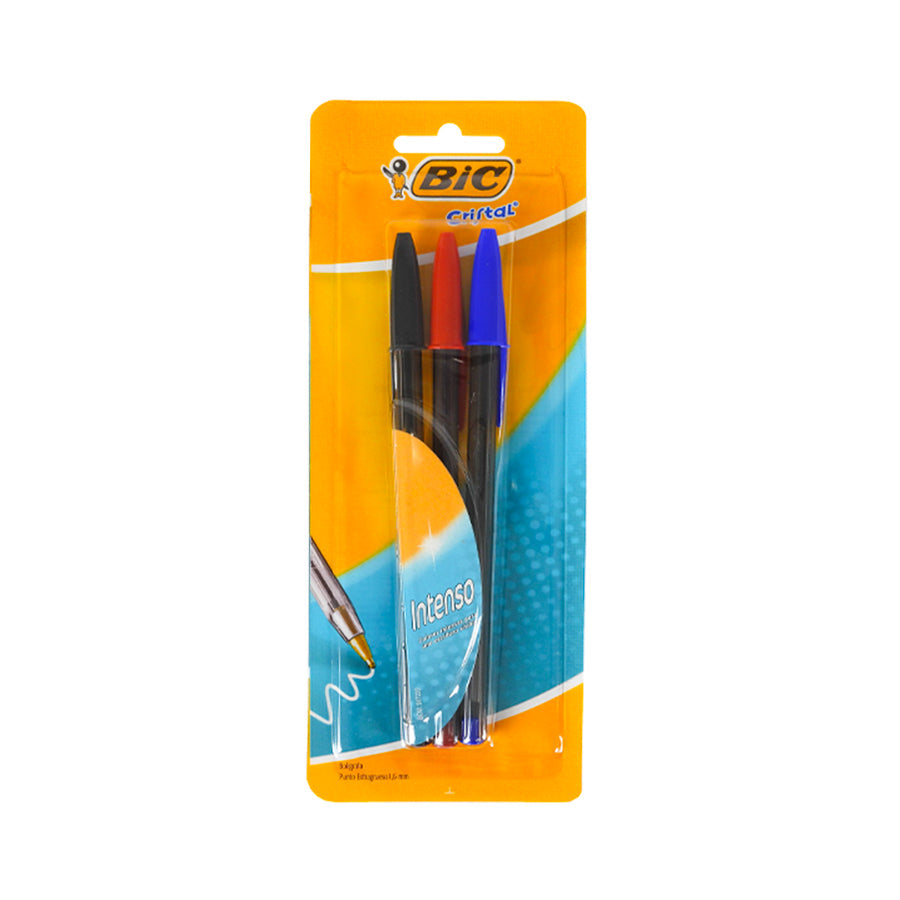 BOLIGRAFO BIC CRISTAL INTENSO PUNTO GRUESO SURTIDO 3 PIEZAS