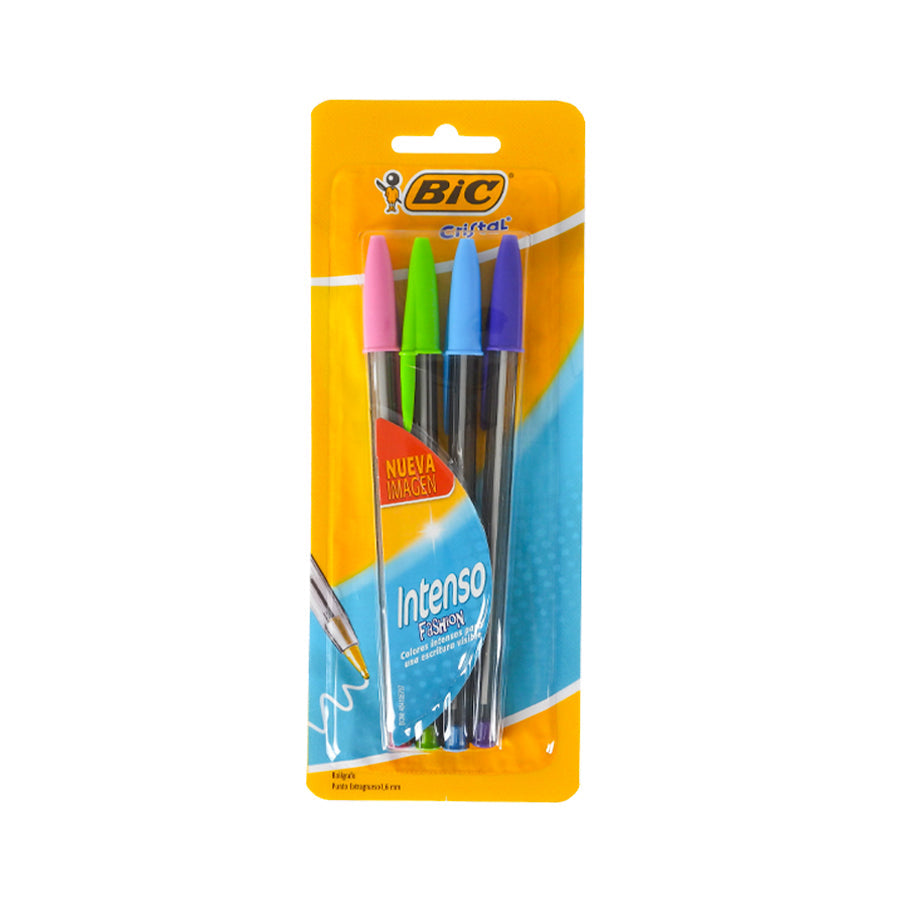 BOLIGRAFO BIC CRISTAL INTENSO PUNTO GRUESO SURTIDO 4 PIEZAS