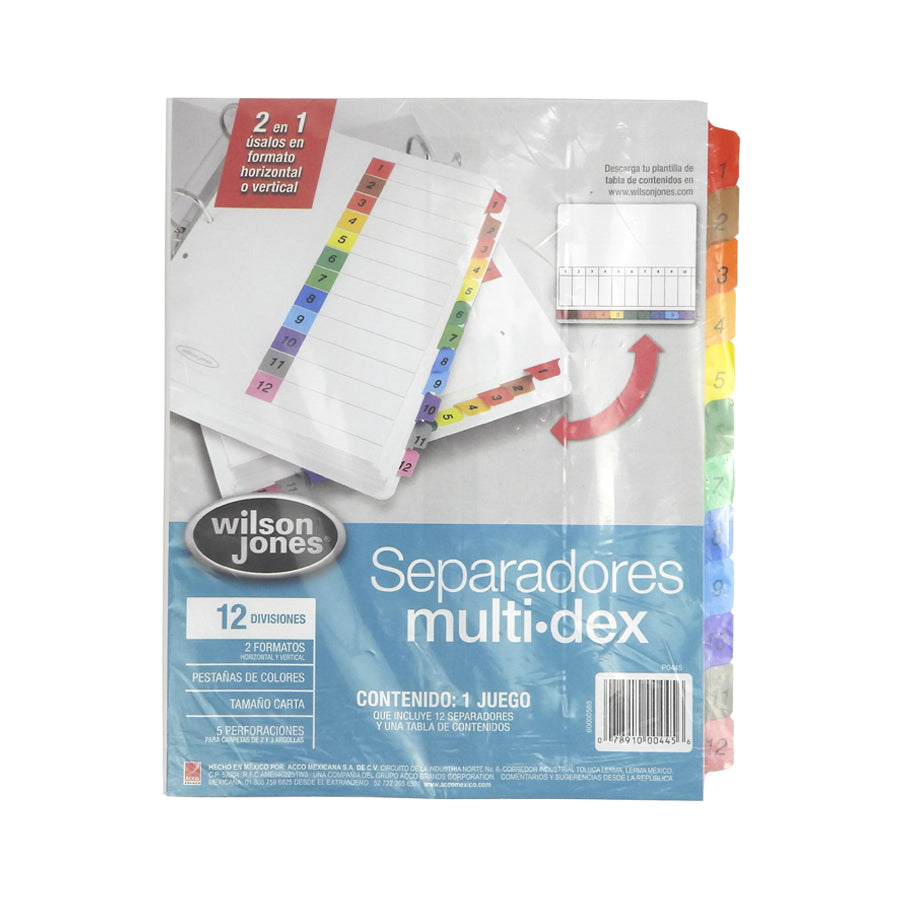 SEPARADOR WILSON JONES MULTIDEX P0445 12 PIEZAS