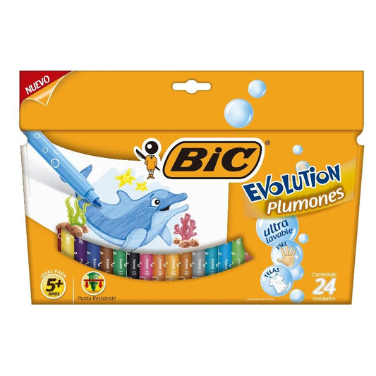 MARCADOR DE AGUA BIC EVOLUTION PUNTO FINO 24 PIEZAS