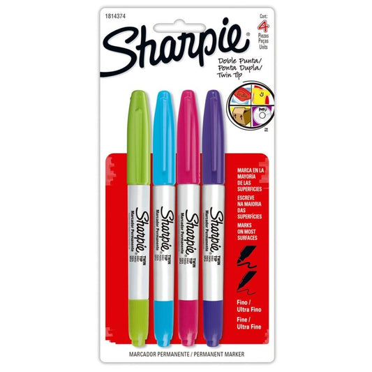 MARCADOR PERMANENTE SHARPIE FASHION DOBLE PUNTA SURTIDO 4 PIEZAS