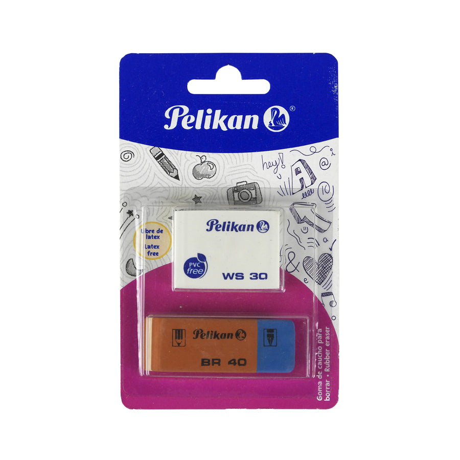 BORRADOR PELIKAN BLANCA WS30 + CAUCHO BR40 BLISTER C2 PZAS