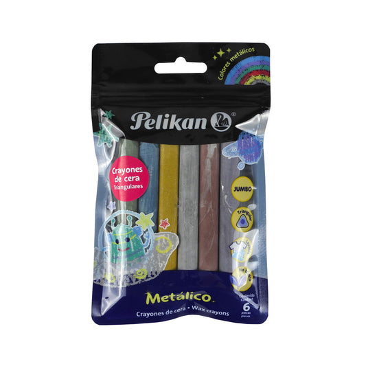 CRAYON PELIKAN METALICO TRIANGULAR 6 PIEZAS