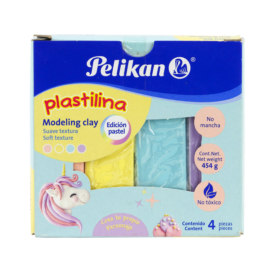 PLASTILINA BARRITA PELIKAN CAJA C4 COLORES PASTEL