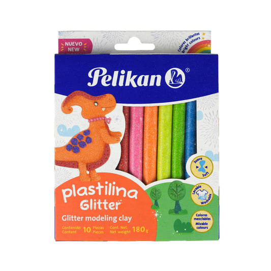 PLASTILINA BARRITA PELIKAN CAJA C10 GLITTER