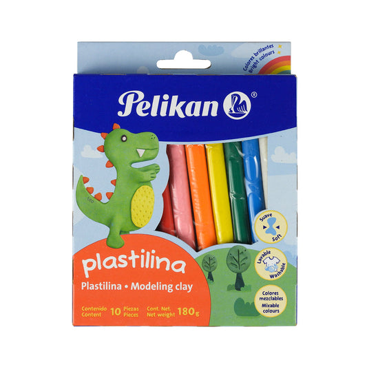 PLASTILINA EN BARRITA PELIKAN COLORES SURTIDOS 10 PIEZAS