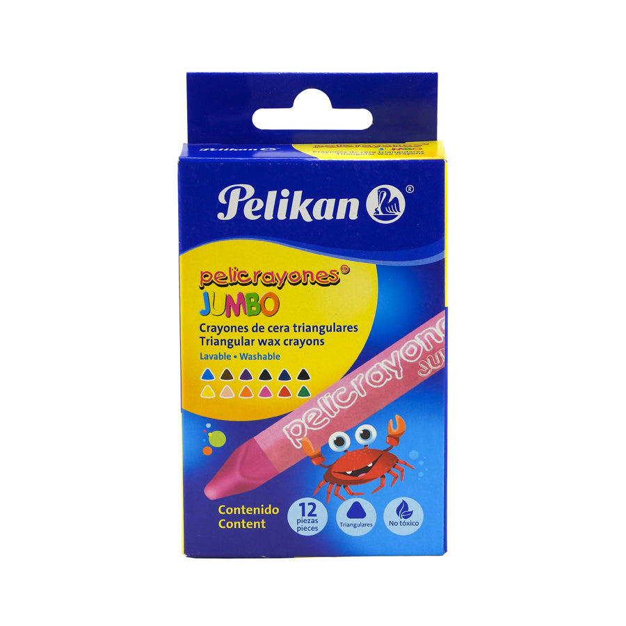 CRAYONES PELIKAN TRIANGULARES JUMBO 12 PIEZAS