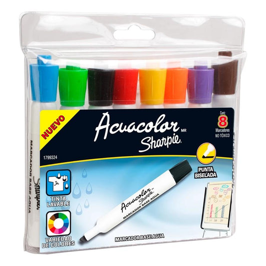 MARCADOR DE AGUA SHARPIE ACUACOLOR PUNTO GRUESO 8 PIEZAS