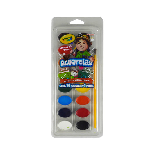 ACUARELA CRAYOLA ESTUCHE C16 PASTILLAS + PINCEL