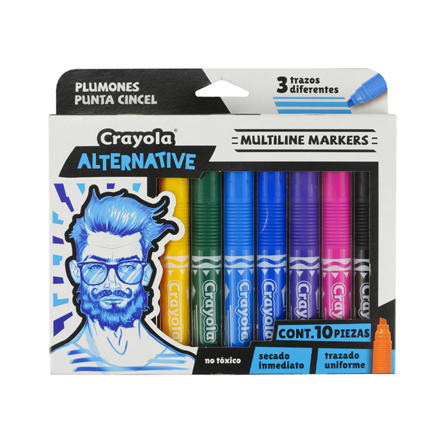 MARCADORES ALTERNATIVE CRAYOLA MULTILINE C10 PZAS