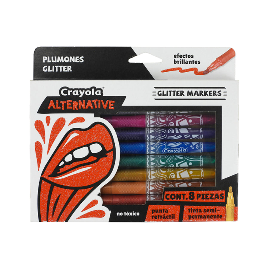 MARCADORES ALTERNATIVE CRAYOLA GLITTER C8 PZAS