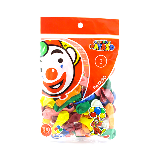 GLOBO PAYASO N3 SURTIDO C100 PZAS