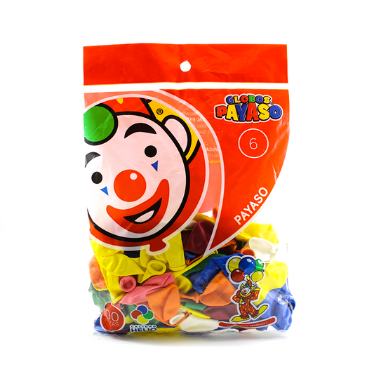 GLOBO PAYASO N6 SURTIDO C100 PZAS