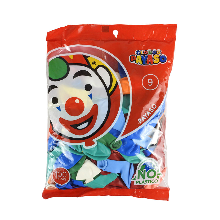 GLOBO PAYASO N9 SURTIDO C100 PZAS