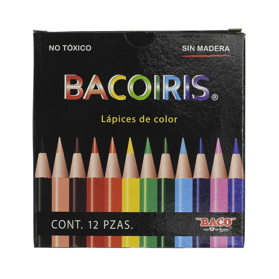 LAPICES DE COLORES BACOIRIS REDONDOS CORTOS 12 PIEZAS