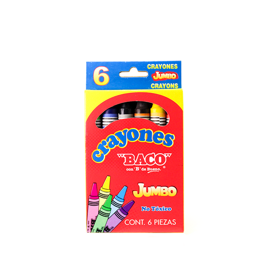 CRAYON BACO REDONDO JUMBO 6 PIEZAS