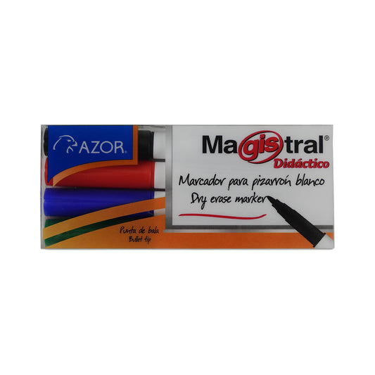 MARCADOR P/PINTARRON MAGISTRAL DIDACTICO BLISTER C4 PZAS PUNTA FINA 84074