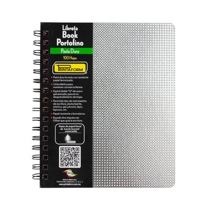 CUADERNO FORMA FRANCESA PRINTAFORM METALICO ROMBO PASTA DURA DOBLE ARILLO CUADRO GRANDE 100 HOJAS