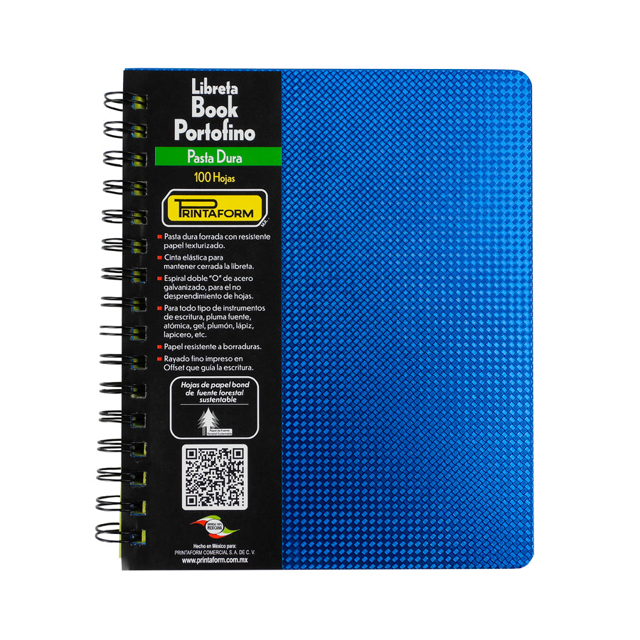 CUADERNO FORMA FRANCESA PRINTAFORM METALICO ROMBO PASTA DURA DOBLE ARILLO CUADRO GRANDE 100 HOJAS