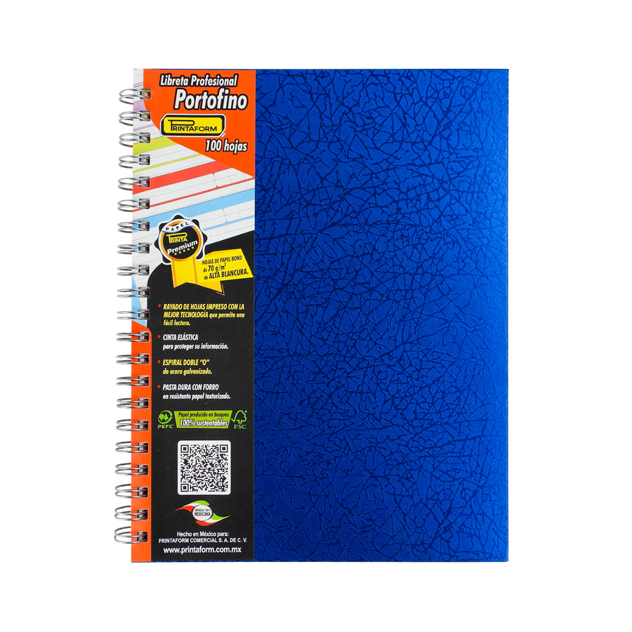 CUADERNO PROFESIONAL PRINTAFORM METALICA INVIERNO PASTA DURA DOBLE ARILLO CUADRO GRANDE 100 HOJAS