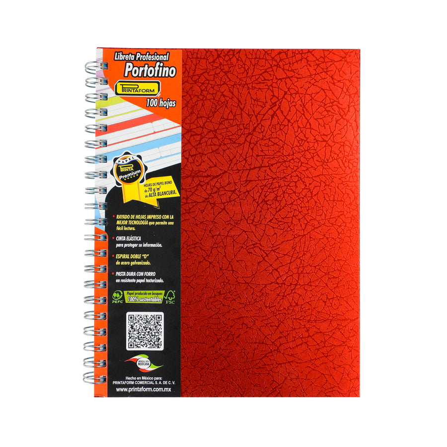 CUADERNO PROFESIONAL PRINTAFORM METALICA INVIERNO PASTA DURA DOBLE ARILLO CUADRO GRANDE 100 HOJAS