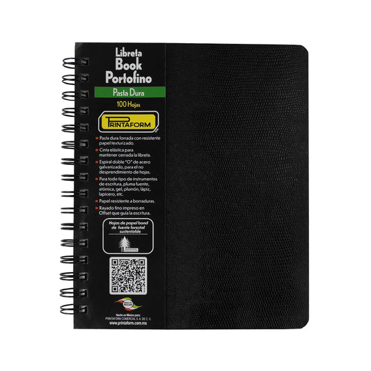 CUADERNO FORMA FRANCESA PRINTAFORM COBRA PASTA DURA DOBLE ARILLO CUADRO GRANDE 100 HOJAS