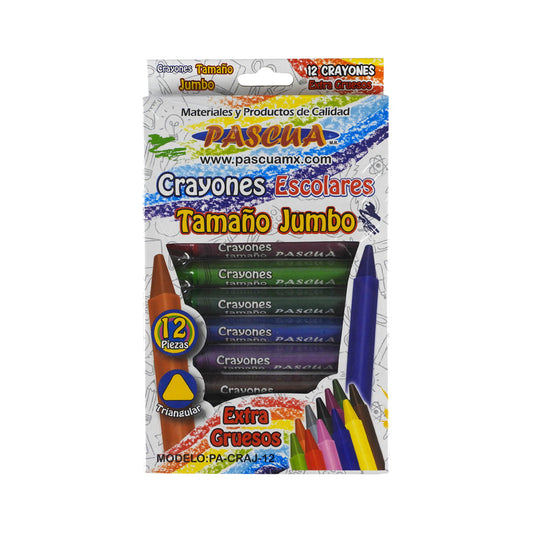 CRAYON PASCUA TRIANGULAR JUMBO 12 PIEZAS