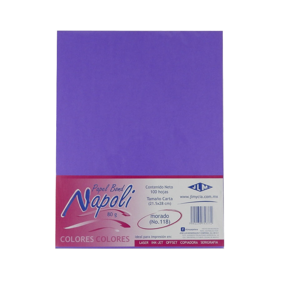 PAPEL BOND NAPOLI CARTA COLOR 100 HOJAS