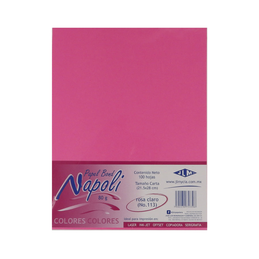 PAPEL BOND NAPOLI CARTA COLOR 100 HOJAS