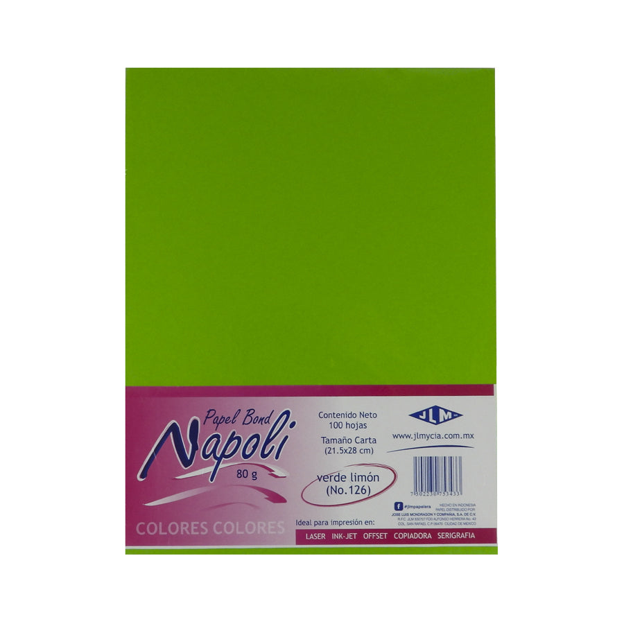 PAPEL BOND NAPOLI CARTA COLOR 100 HOJAS