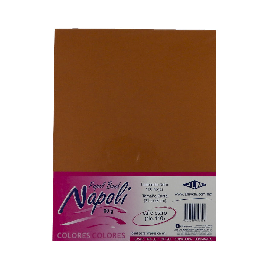 PAPEL BOND NAPOLI CARTA COLOR 100 HOJAS